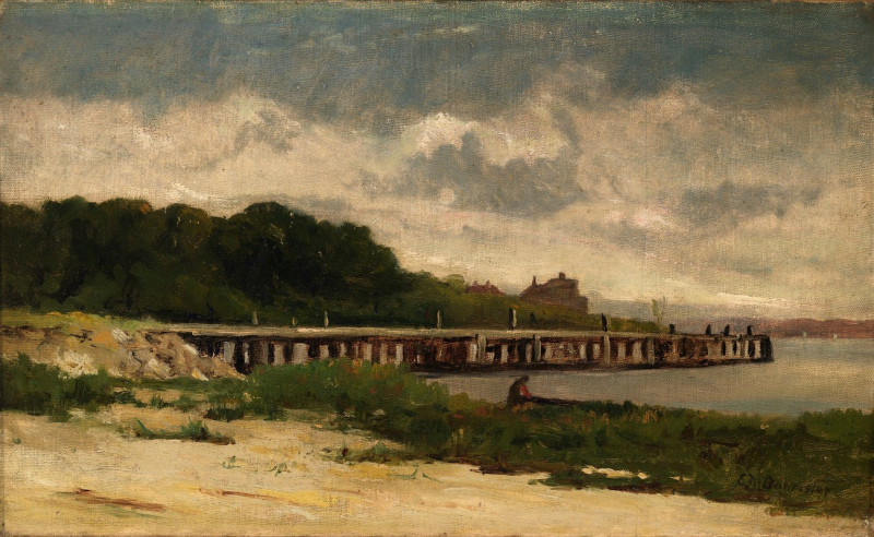 Edward Mitchell Bannister reprodukcija Untitled (landscape with pier), VISOS REPRODUKCIJOS , paveikslai, reprodukcijos internetu