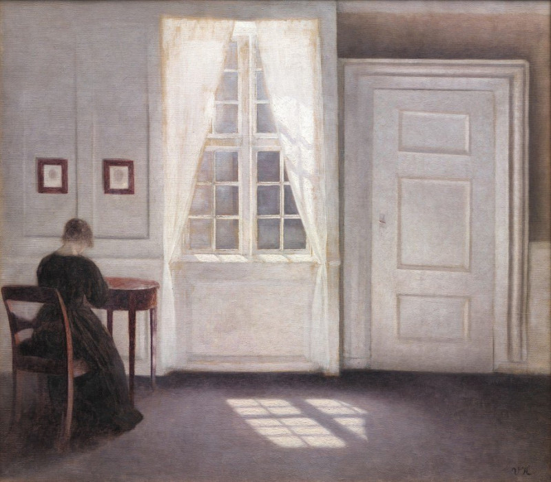 Interior in Strandgade, Sunlight on the Floor (1901) reproduction of painting by Vilhelm Hammershøi. ALL GICLEE PRINTS