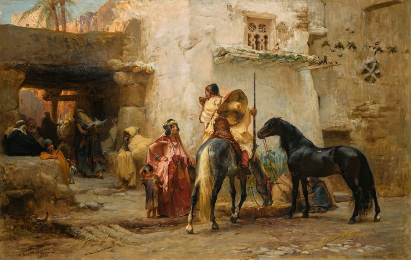 Street in Algeria (1882) reproduction of painting by Frederick Arthur Bridgman. ALL GICLEE PRINTS