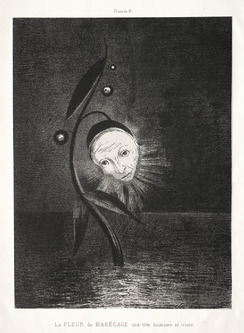 The Marsh Flower, a Sad Human Head (1885) reproduction of painting by Odilon Redon. ALL GICLEE PRINTS