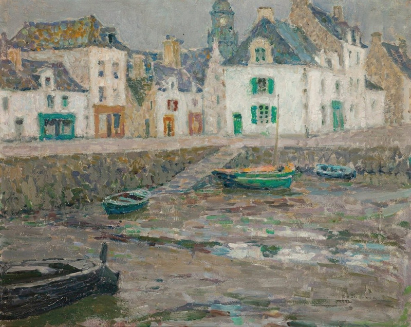 Les Maisons Des Marins, Le Croisic (1923) reproduction of painting by Henri Le Sidaner. ALL GICLEE PRINTS