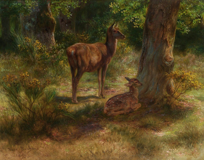 Les Cerfs Et Les Fauves Dans Un Bois reproduction of painting by Rosa Bonheur. ALL GICLEE PRINTS