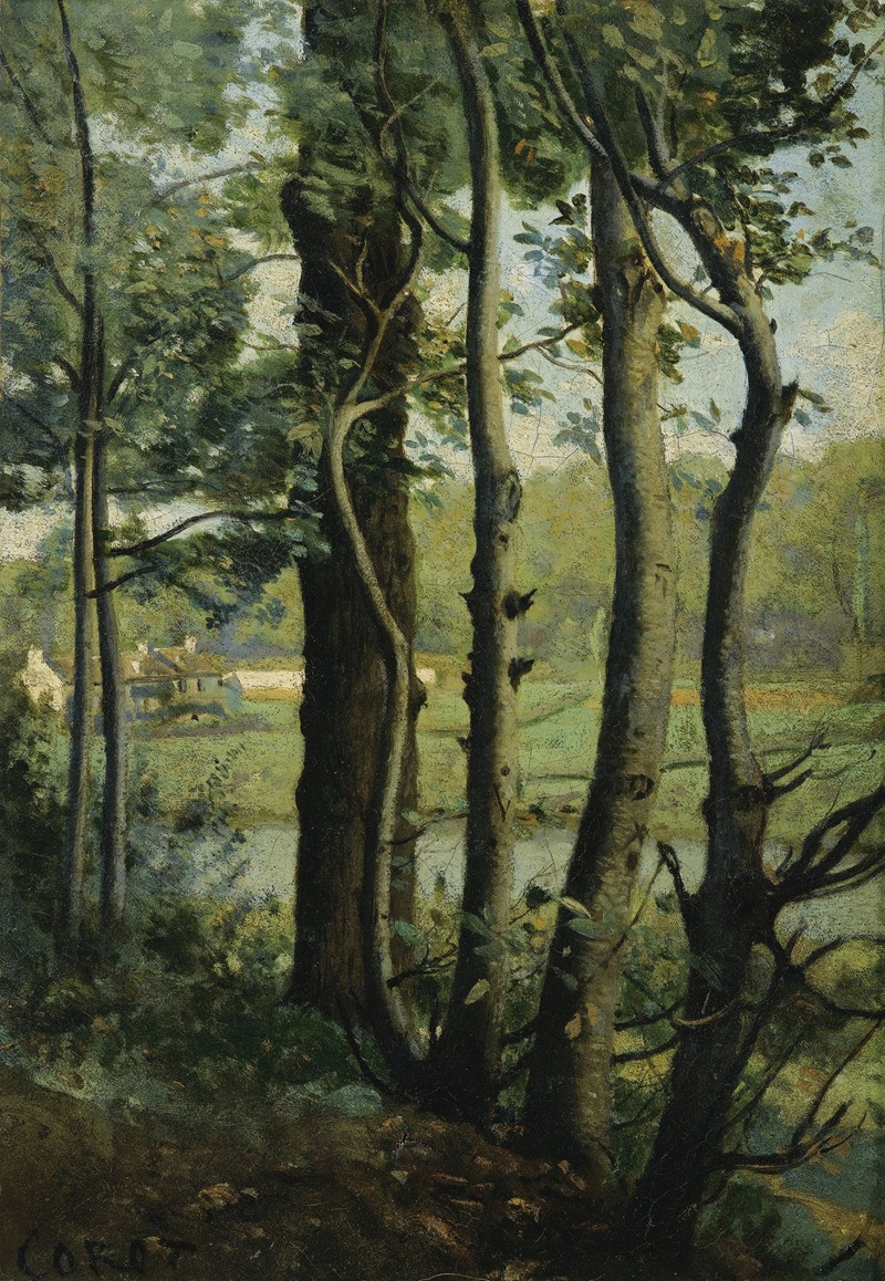 Jean-Baptiste-Camille Corot reprodukcija Les Evaux, près Château-Thierry, chemin bordé d’arbres, VISOS REPRODUKCIJOS , paveik...