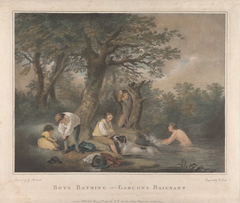 Boys Bathing (1790) reproduction of painting by George Morland. ALL GICLEE PRINTS