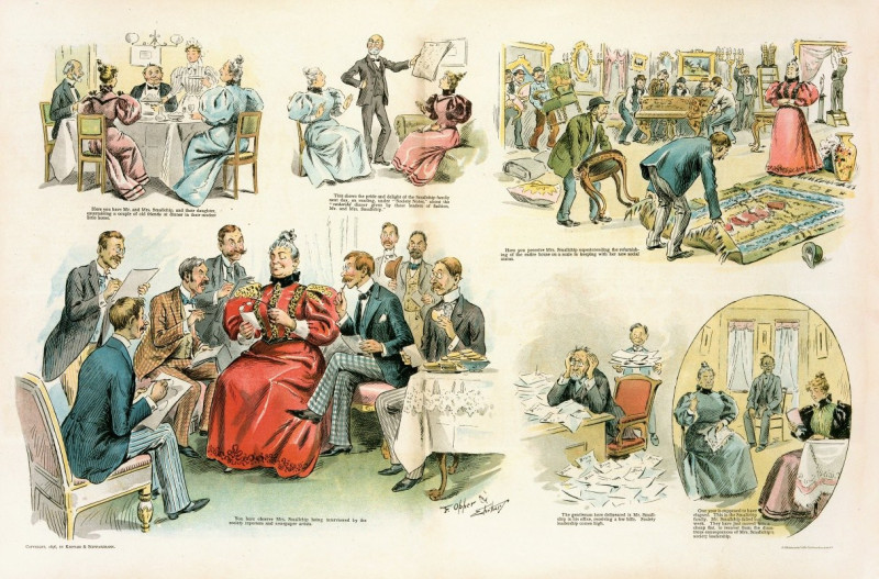 What a newspaper puff can do (1896) reproduction of painting by Samuel Ehrhart. ALL GICLEE PRINTS