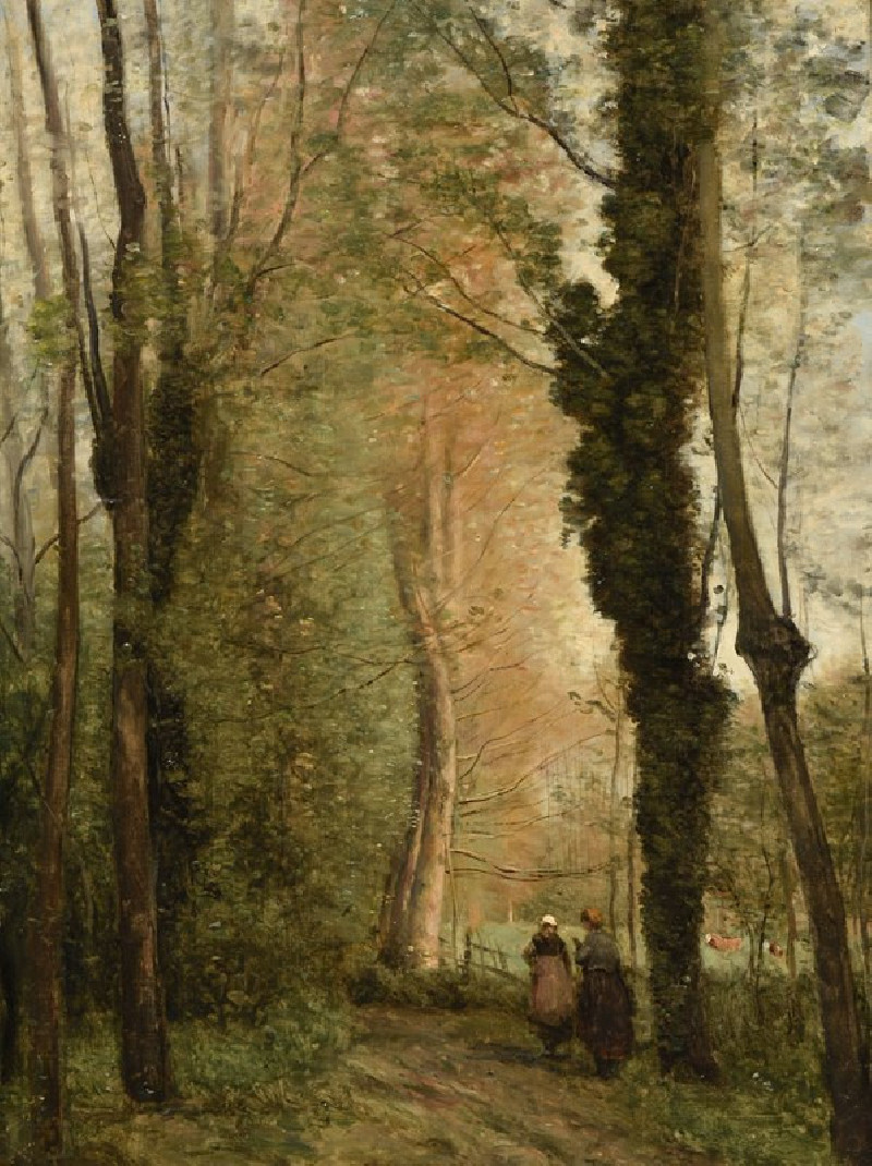 Jean-Baptiste-Camille Corot reprodukcija Un chemin sous les arbres au printemps (1860-1870), VISOS REPRODUKCIJOS , paveikslai...