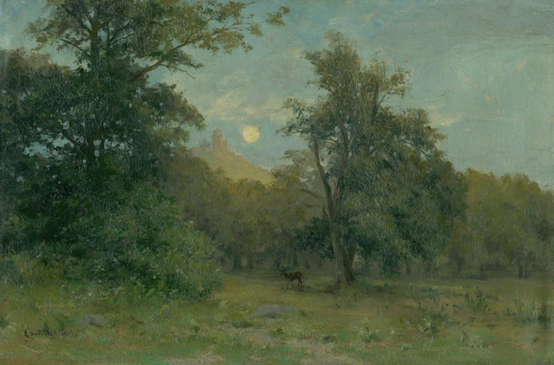 Ľudovít Čordák reprodukcija Moonlit Landscape With Hrad Slanec (1896), VISOS REPRODUKCIJOS , paveikslai, reprodukcijos internetu