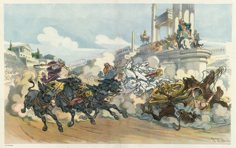 The chariot race (1910) reproduction of painting by Udo Keppler. ALL GICLEE PRINTS