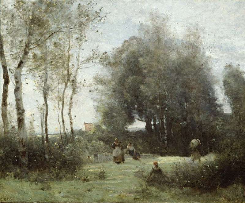 Jean-Baptiste-Camille Corot reprodukcija Arleux-Palluel, The Bridge of Trysts (1871), VISOS REPRODUKCIJOS , paveikslai, repro...