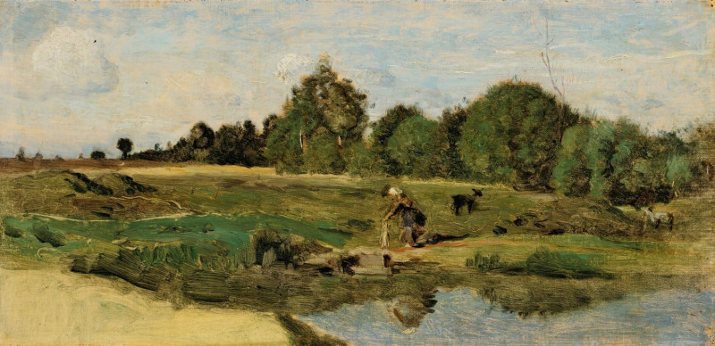 Pastures In The Sarthe reproduction of painting by Jean-Baptiste-Camille Corot. ALL GICLEE PRINTS