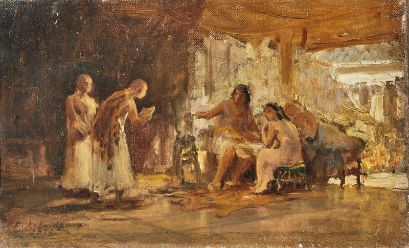 Study Of A Group In An Interior (1879) reproduction of painting by Frederick Arthur Bridgman. ALL GICLEE PRINTS