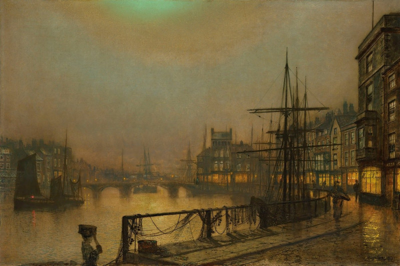 John Atkinson Grimshaw reprodukcija Whitby at night, VISOS REPRODUKCIJOS , paveikslai, reprodukcijos internetu