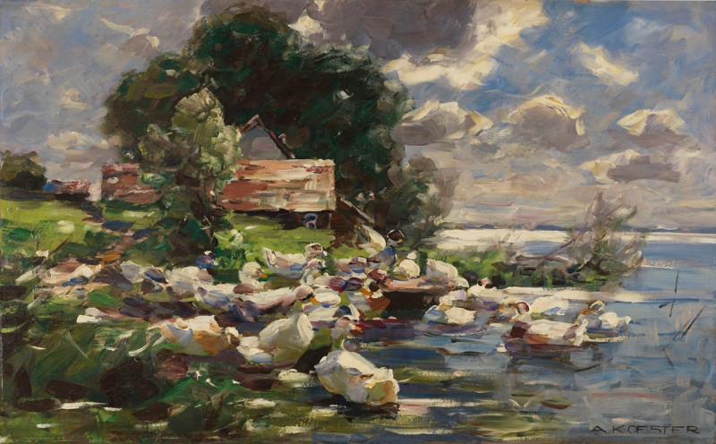 Enten am See (1926) reproduction of painting by Alexander Koester. ALL GICLEE PRINTS