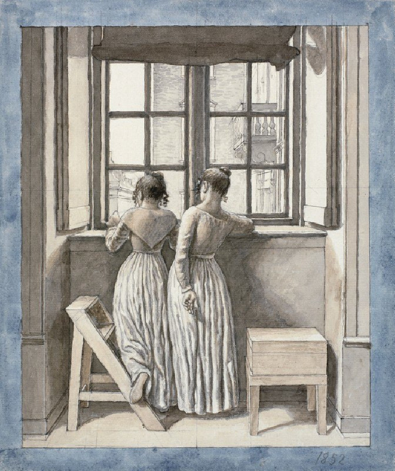 Christoffer Wilhelm Eckersberg reprodukcija At a Window in the Artist’s Studio (1852), VISOS REPRODUKCIJOS , paveikslai, repr...