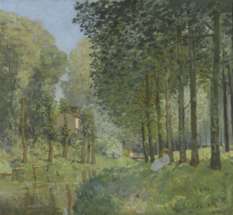 Rest along the Stream. Edge of the Wood (1878) reproduction of painting by Alfred Sisley. ALL GICLEE PRINTS