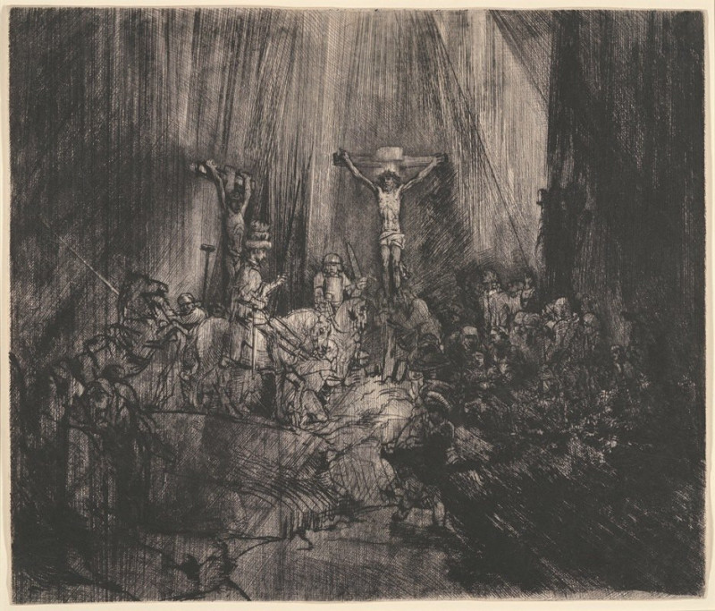 Christ Crucified between the Two Thieves (The Three Crosses) (1653) reproduction of painting by Rembrandt van Rijn. ALL GICLE...