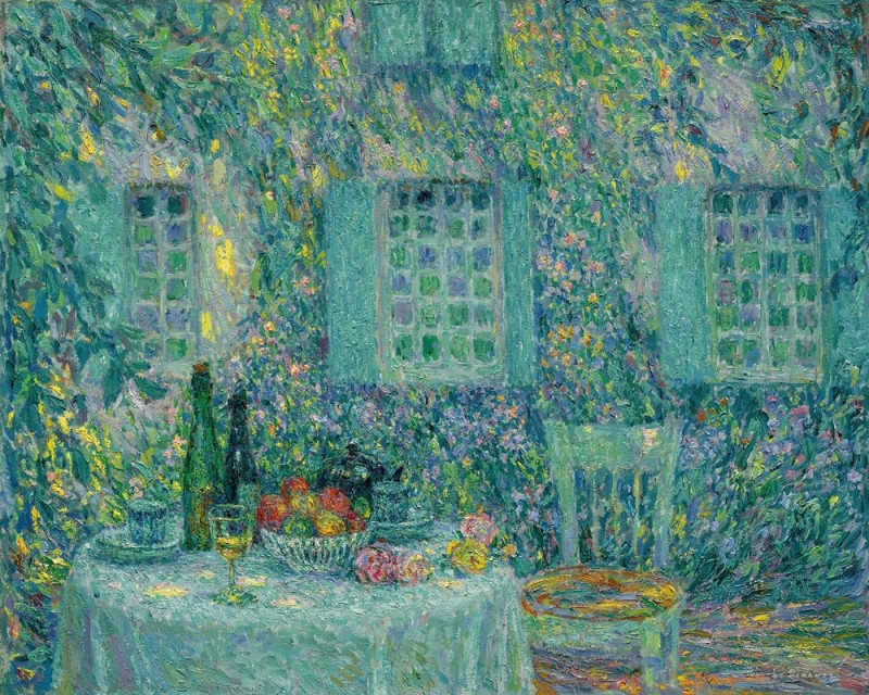 La Table. Soleil Dans Les Feuilles, Gerberoy (1917) reproduction of painting by Henri Le Sidaner. ALL GICLEE PRINTS