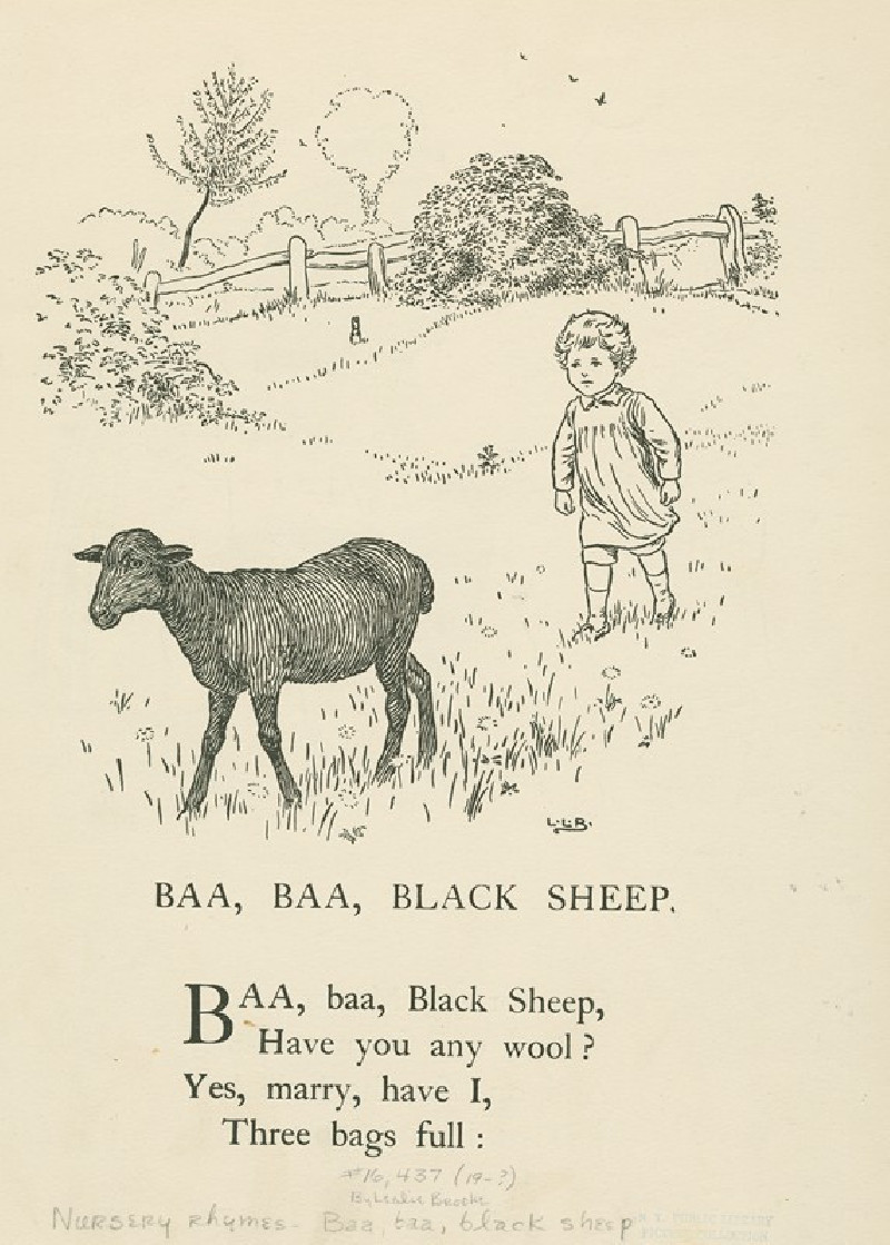 Baa, baa, black sheep. reproduction of painting by Leonard Leslie Brooke. ALL GICLEE PRINTS