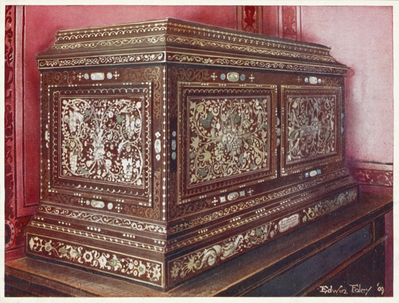 Edwin Foley reprodukcija Inlaid jewel casket of walnut wood. Panelled front sides and top (1910 - 1911), VISOS REPRODUKCIJOS ...