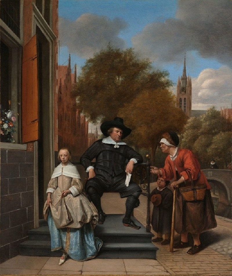 Adolf and Catharina Croeser, Known as ‘The Burgomaster of Delft and his Daughter’ (1655) reproduction of painting by Jan Stee...