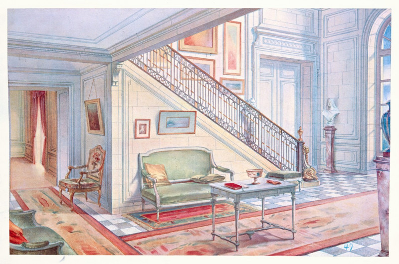 Départ d’escalier et partie de vestibule. Détail…. (1907) reproduction of painting by Georges Rémon. ALL GICLEE PRINTS