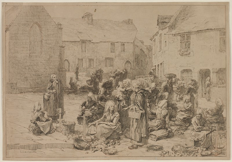 The Apple Market at Landerneau (1878) reproduction of painting by Léon Augustin Lhermitte. ALL GICLEE PRINTS