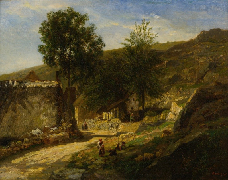 Entrance To The Village reproduction of painting by Charles François Daubigny. ALL GICLEE PRINTS