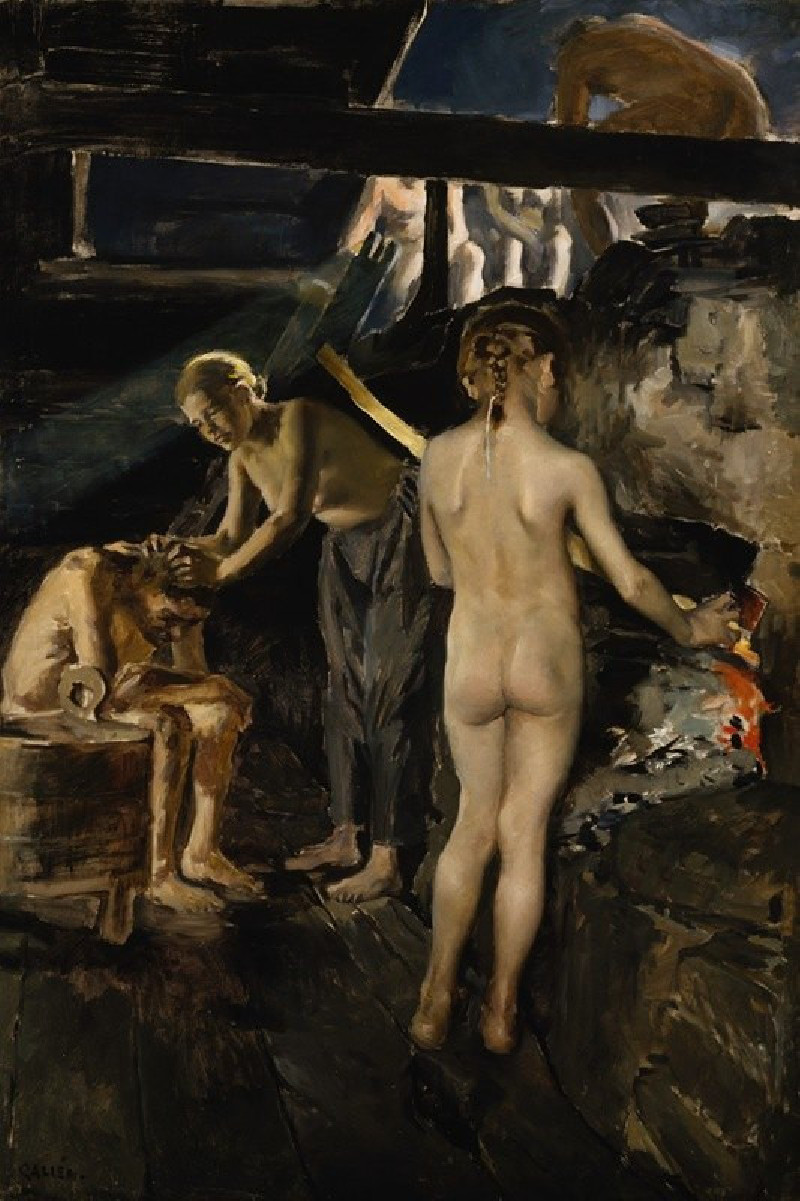 In the Sauna (1889) reproduction of painting by Akseli Gallen-Kallela. ALL GICLEE PRINTS