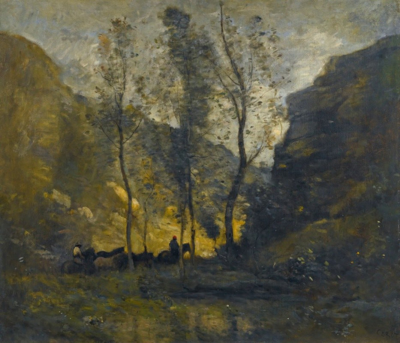 Les Contrebandiers reproduction of painting by Jean-Baptiste-Camille Corot. ALL GICLEE PRINTS