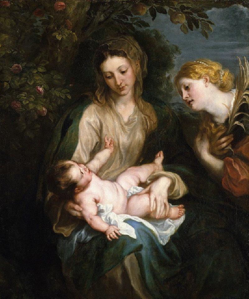 Anthony van Dyck reprodukcija Virgin and Child with Saint Catherine of Alexandria (ca. 1630), VISOS REPRODUKCIJOS , paveiksla...