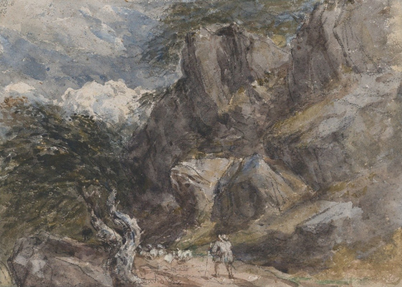 Driving Sheep in a Rocky Landscape (ca. 1846) reproduction of painting by David Cox. ALL GICLEE PRINTS