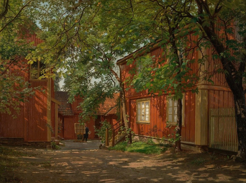 Morgen, Majorstuveien 8 (1900) reproduction of painting by Amaldus Nielsen. ALL GICLEE PRINTS