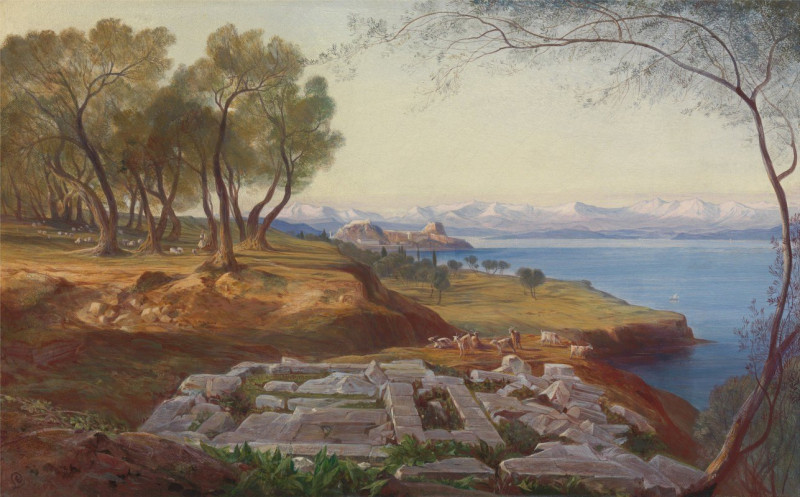 Corfu from Ascension 2 reproduction of painting by Edward Lear. ALL GICLEE PRINTS