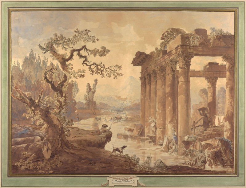 Landscape with Ruins (1772) reproduction of painting by Hubert Robert. ALL GICLEE PRINTS