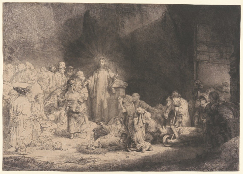 Christ Healing the Sick (ca. 1649) reproduction of painting by Rembrandt van Rijn. ALL GICLEE PRINTS