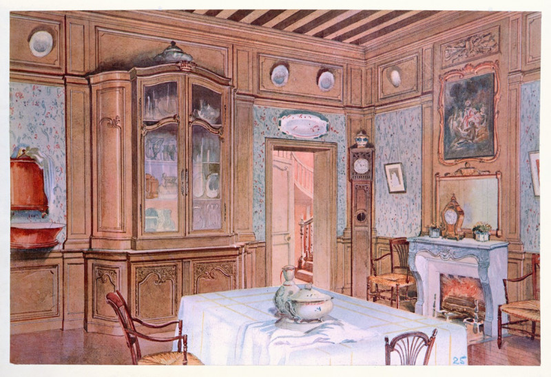 Salle a manger Louis XV de campagne en chêne…. (1907) reproduction of painting by Georges Rémon. ALL GICLEE PRINTS