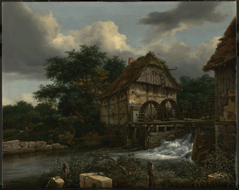 Two Watermills and an Open Sluice reproduction of painting by Jacob van Ruisdael. ALL GICLEE PRINTS