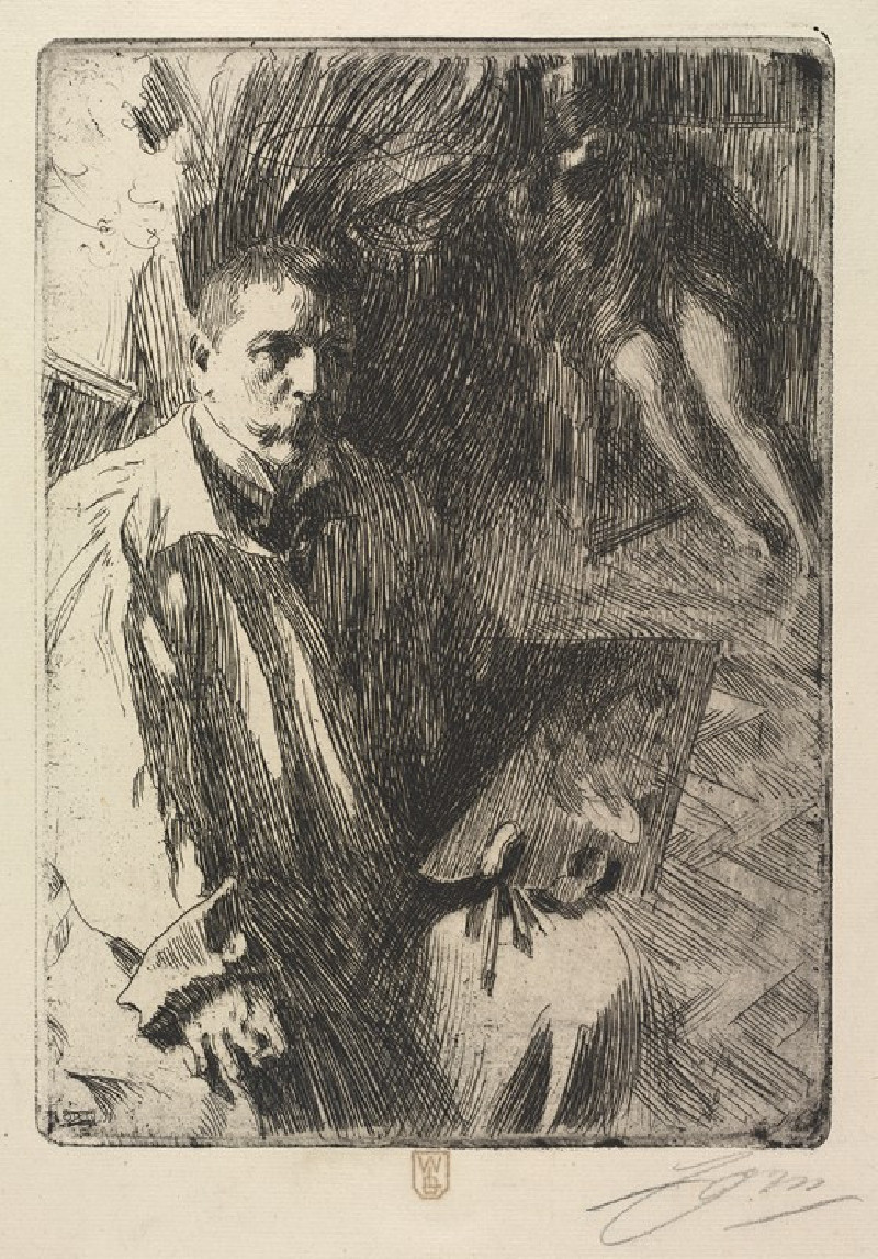 Portrait of the Artist and His Model (1899) reproduction of painting by Anders Zorn. ALL GICLEE PRINTS