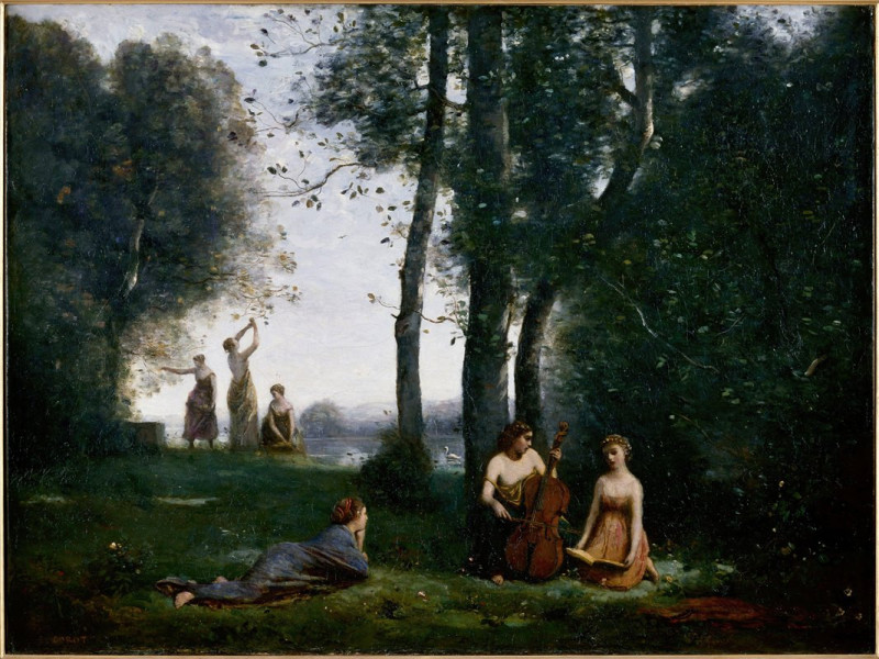 Le Concert champêtre (1857) reproduction of painting by Jean-Baptiste-Camille Corot. ALL GICLEE PRINTS