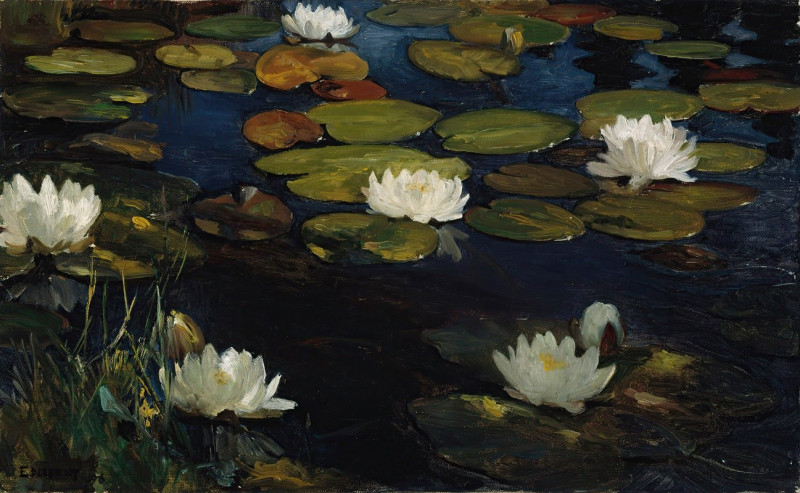 Water Lilies, Study for the Youth and a Mermaid (1896) reproduction of painting by Albert Edelfelt. ALL GICLEE PRINTS