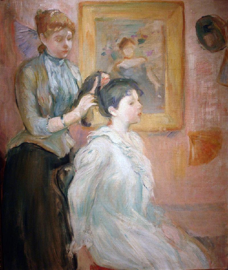 La Coiffure (1894) reproduction of painting by Berthe Morisot. ALL GICLEE PRINTS