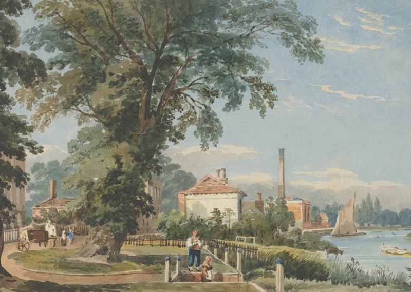 On the Thames at Hammersmith (ca. 1836) reproduction of painting by John Varley. ALL GICLEE PRINTS