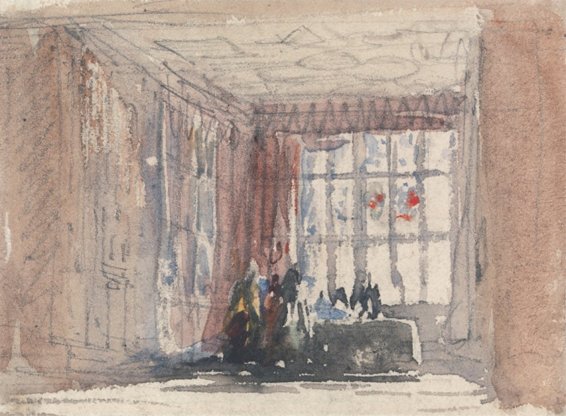 David Cox reprodukcija A Tudor Room with Figures (mid to late 1830s), VISOS REPRODUKCIJOS , paveikslai, reprodukcijos internetu