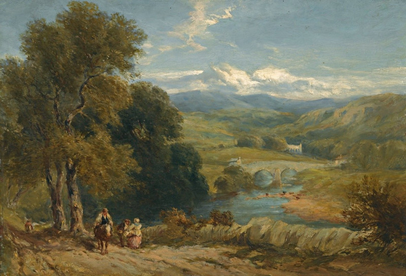 Landscape With A Distant View Of Bolton Abbey, Yorkshire, And The River Wharfe (1848) reproduction of painting by David Cox. ...