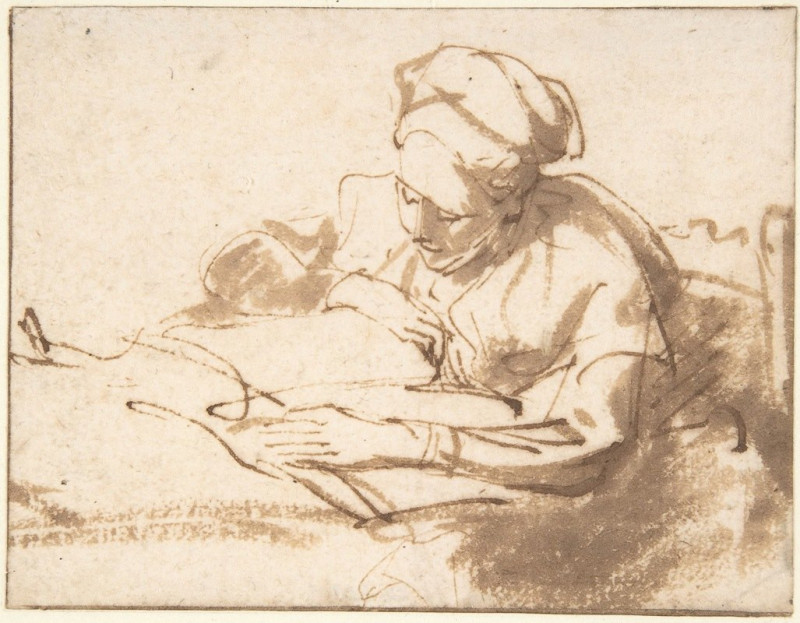 Woman Reading (1606–69) reproduction of painting by Rembrandt van Rijn. ALL GICLEE PRINTS