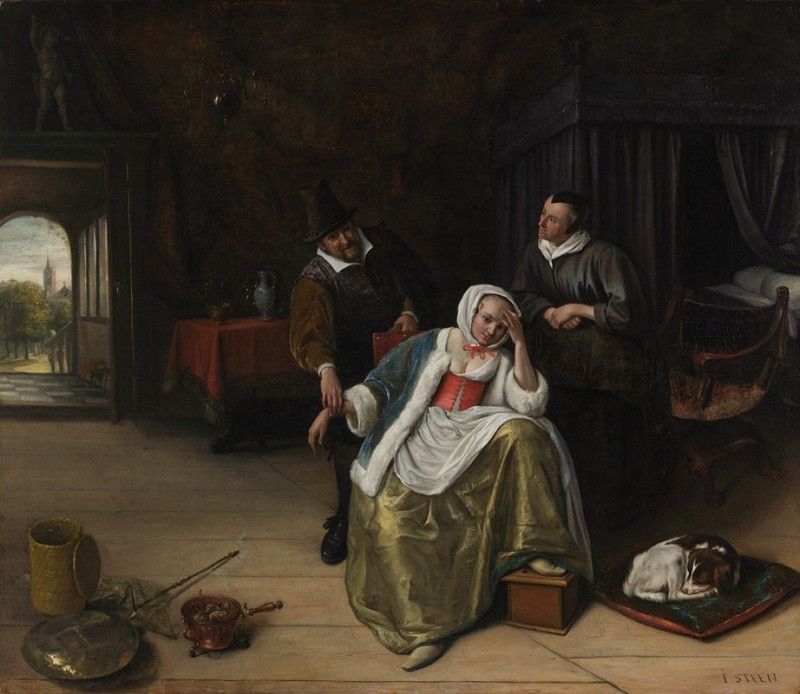 The Lovesick Maiden (ca. 1660) reproduction of painting by Jan Steen. ALL GICLEE PRINTS