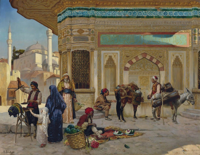 The Fountain Of Ahmed III, Istanbul (1892) reproduction of painting by Rudolf Ernst. ALL GICLEE PRINTS