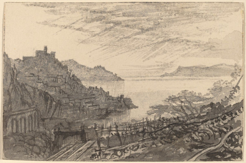 View of a Bay from a Hillside (Amalfi) (1884-1885) reproduction of painting by Edward Lear. ALL GICLEE PRINTS