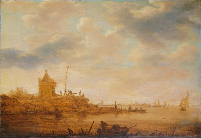 River View with Sentry Post (1644) reproduction of painting by Jan van Goyen. ALL GICLEE PRINTS