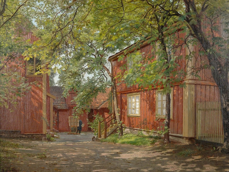 Morgen, Majorstuveien 8 (1900) reproduction of painting by Amaldus Nielsen. ALL GICLEE PRINTS